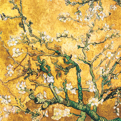 Lámina Vincent Van Gogh - Rama de almendro en flor (oro)