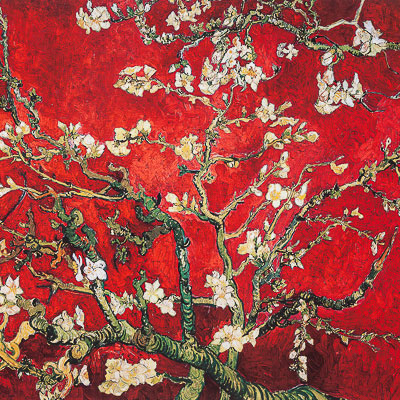 Lámina Vincent Van Gogh - Rama de almendro en flor (rojo)
