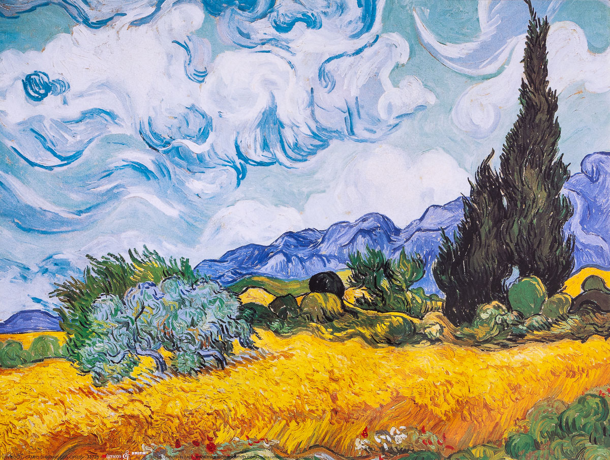 Lámina Van Gogh - Campo de trigo con cipreses - Lámina (40 x 30 cm)