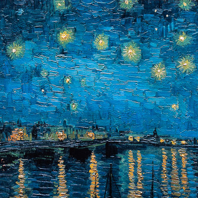 Lámina Vincent Van Gogh - Noche estrellada sobre el Ródano