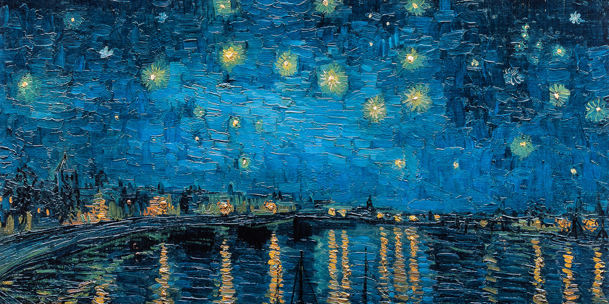 Lámina Vincent Van Gogh - Noche estrellada sobre el Ródano