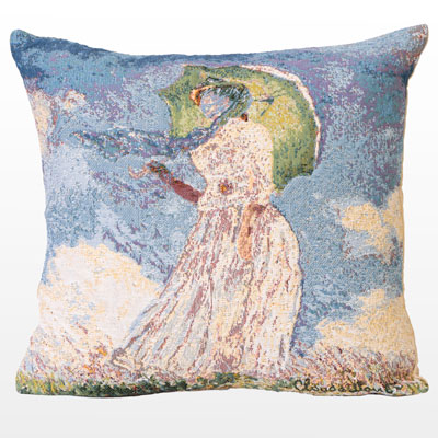 Claude Monet Cushion cover : Lady with umbrella