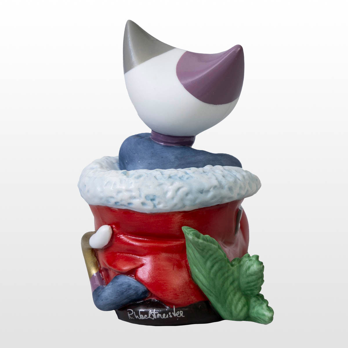 Figura de porcelana Rosina Wachtmeister: Paco en un zapato de Papá Noel (vista trasera de perfil derecho)