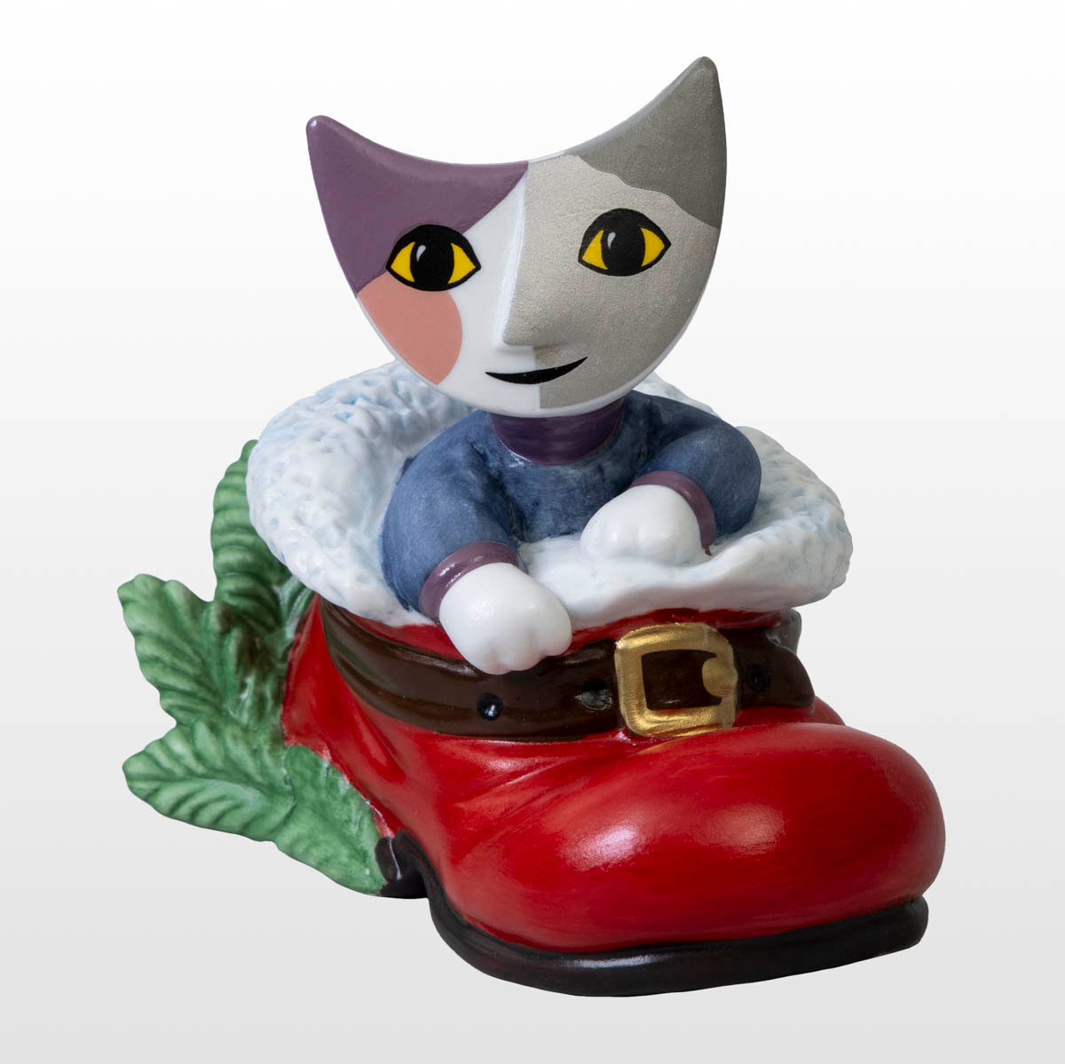 Figura de porcelana Rosina Wachtmeister: Paco en un zapato de Papá Noel (vista superior)