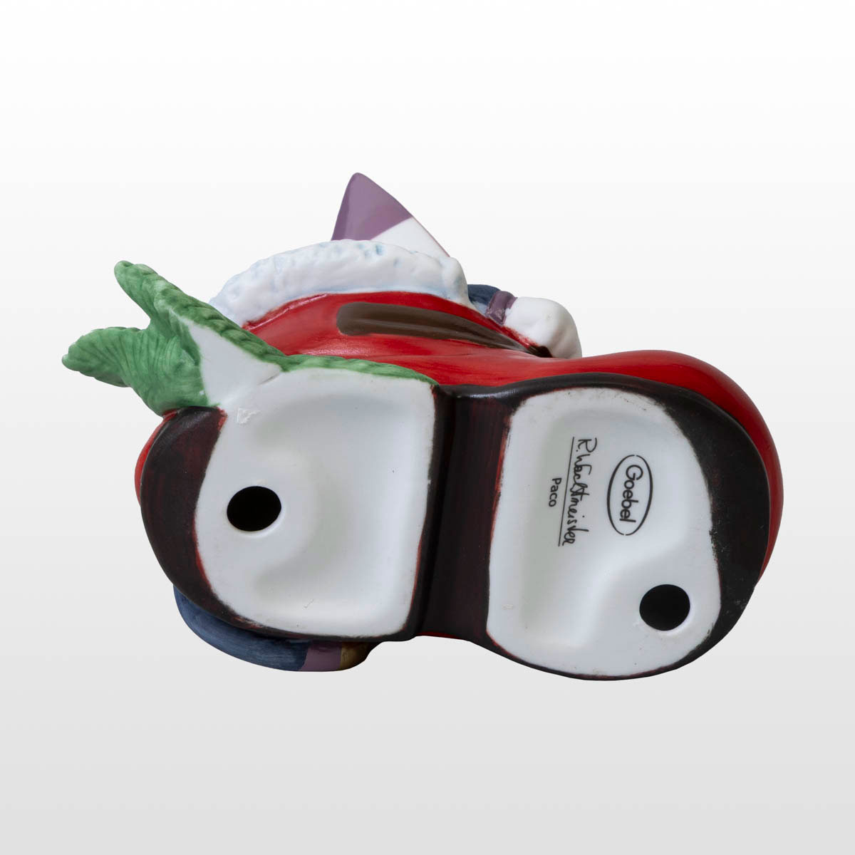 Figura de porcelana Rosina Wachtmeister: Paco en un zapato de Papá Noel (vista inferior)