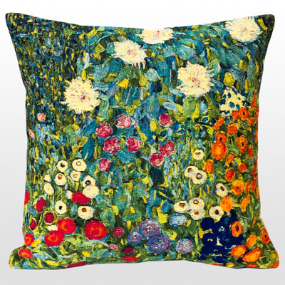 Funda de cojín Gustav Klimt : Jardín de flores II