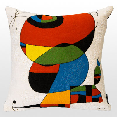Funda de cojín Joan Miro : Mujer, ave, estrella