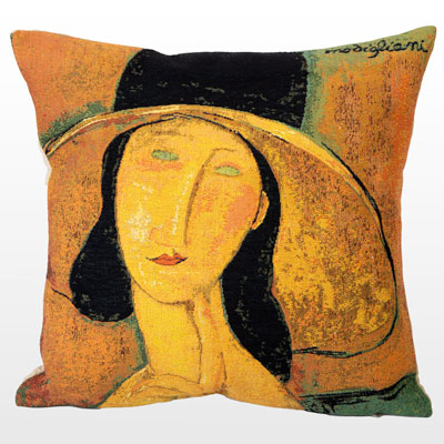 Housse de coussin Amedeo Modigliani : Femme au chapeau