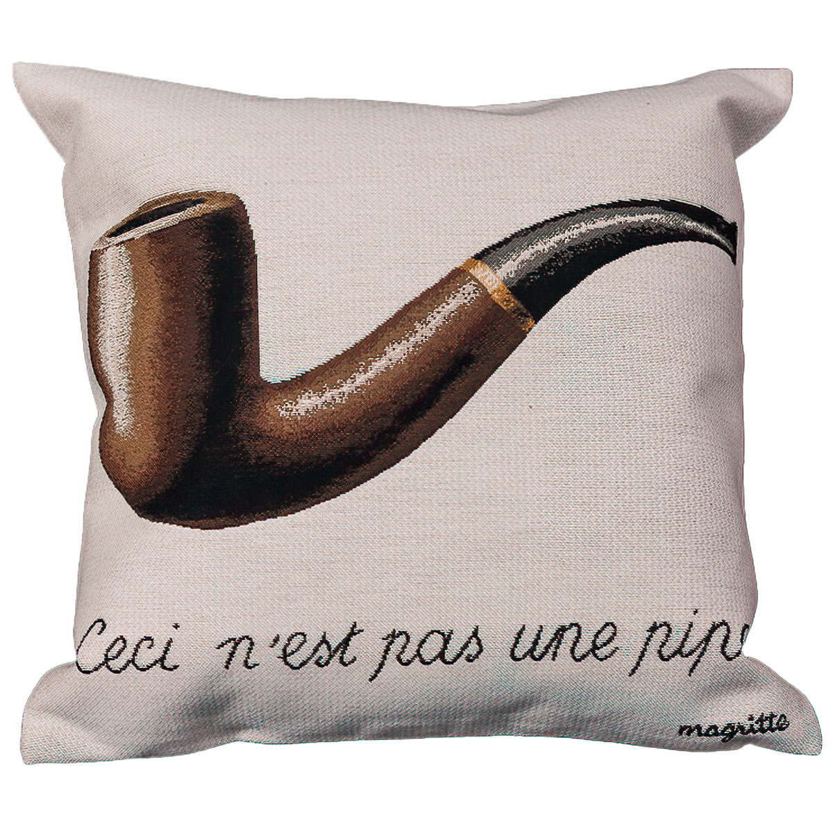 René Magritte Cushion cover : The Treachery of Images (1929) (white)