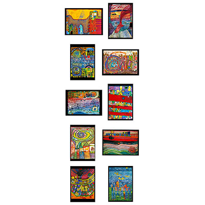 10 tarjetas postales Hundertwasser (bolsillo n°3)