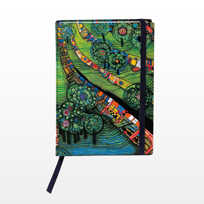 Hundertwasser Notebook: Green Town (with metallic inlays)
