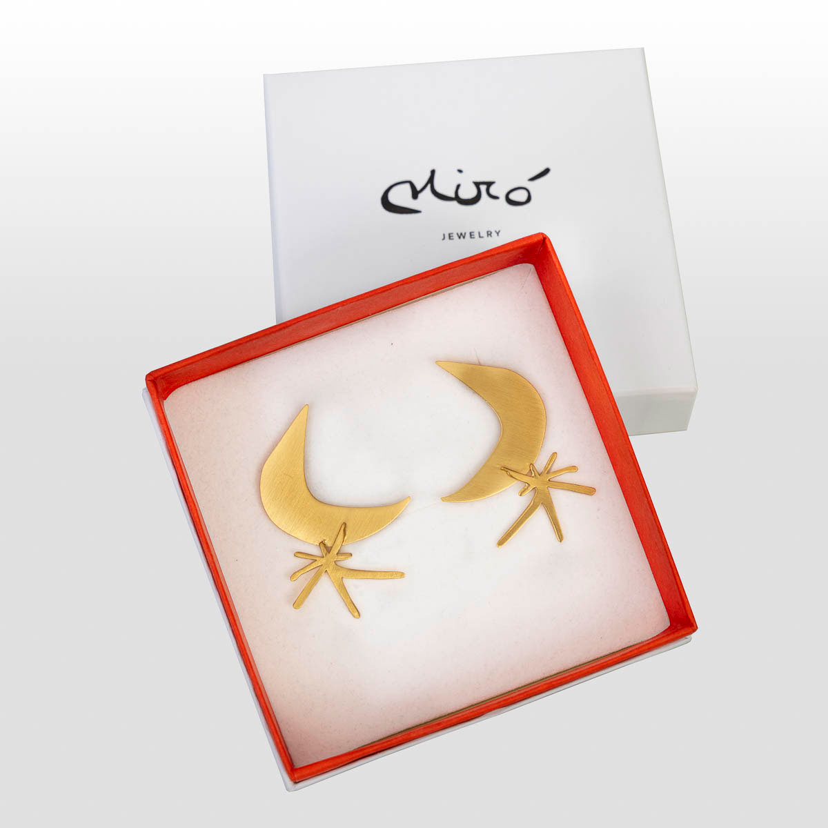 Earrings after Joan Miró: Moon and Sun (signed gift box Joan Miro)