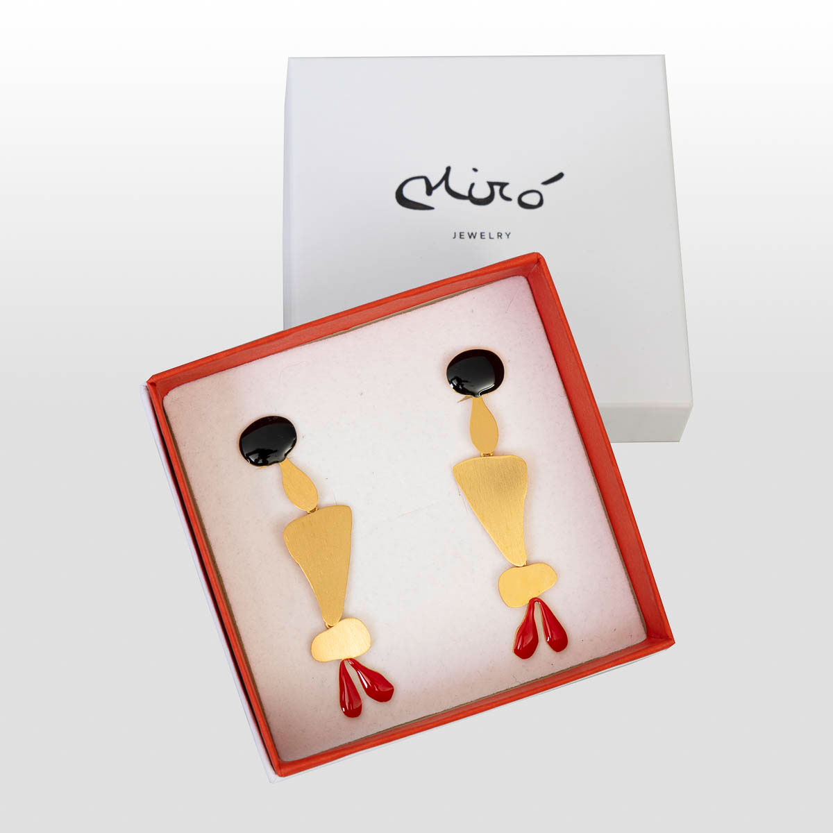 Pendientes inspirados en Joan Miró: Personaje (caja regalo firmada Miró)
