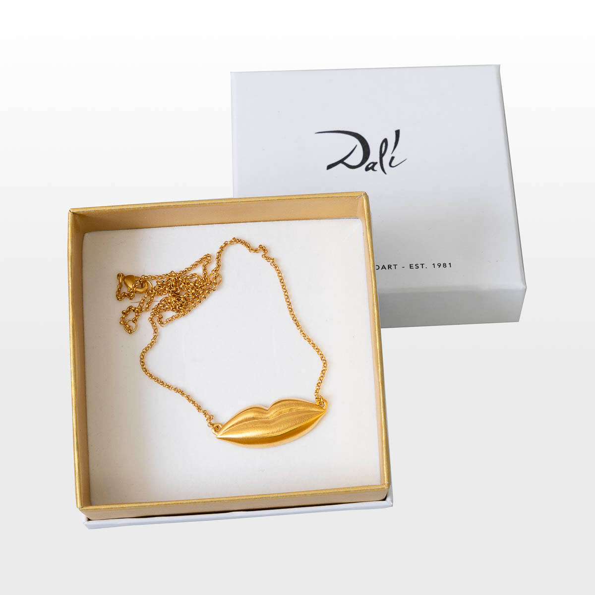 Pendant inspired by Salvador Dali: Lips gold (gift box signed Dali)