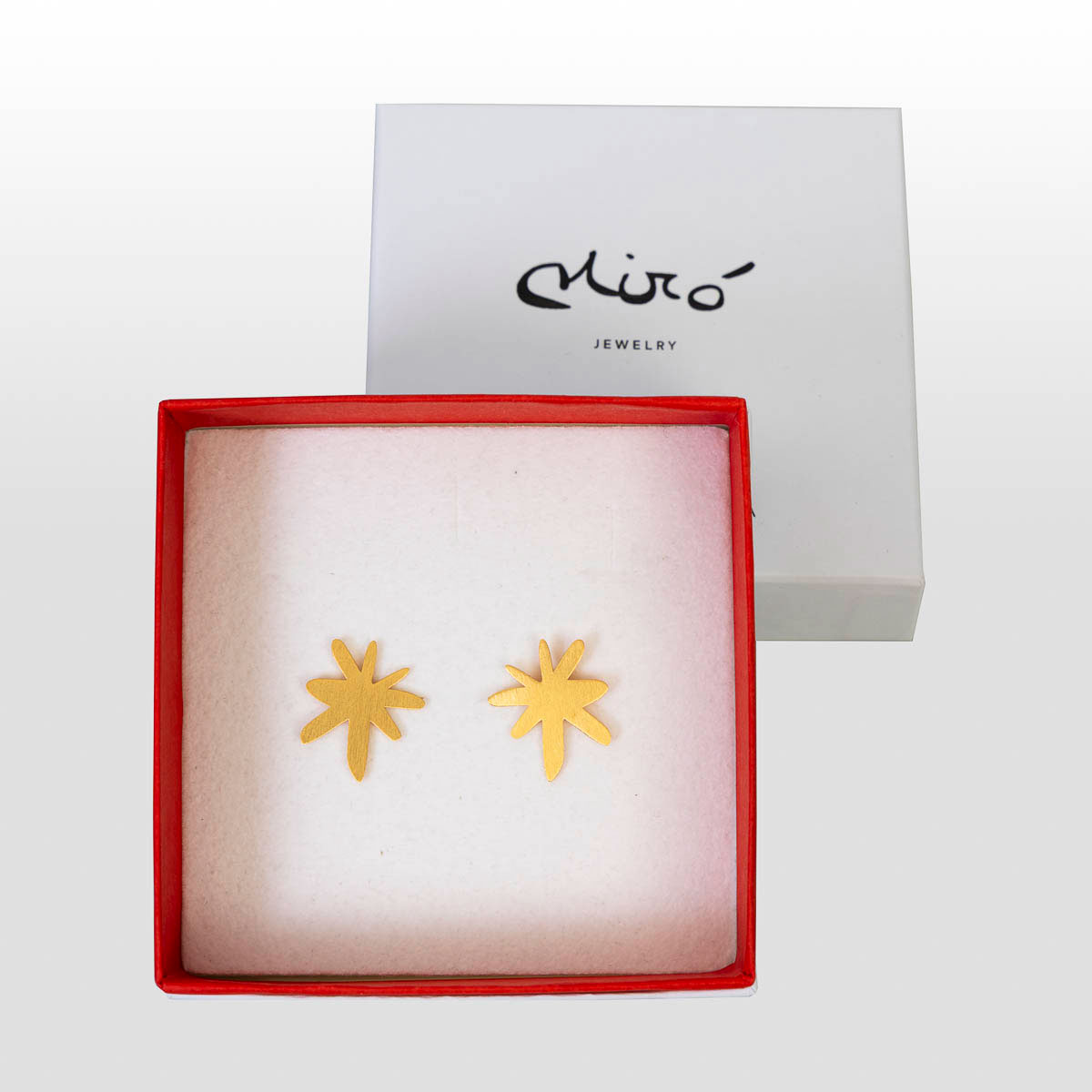 Boucles d'oreilles d’après Joan Miro : Etoiles (boîte signée Miró)