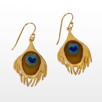 Louis Comfort Tiffany earrings : Peacock feather (small)