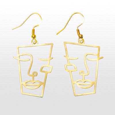 Boucles d'oreilles Boucles d'oreilles Cubisme - Visage (doré)