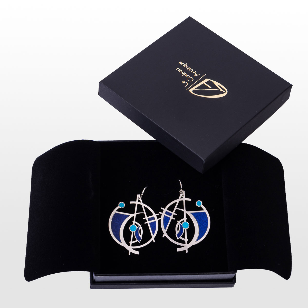 Kandinsky earrings : Cyan & Blue (detail 1)