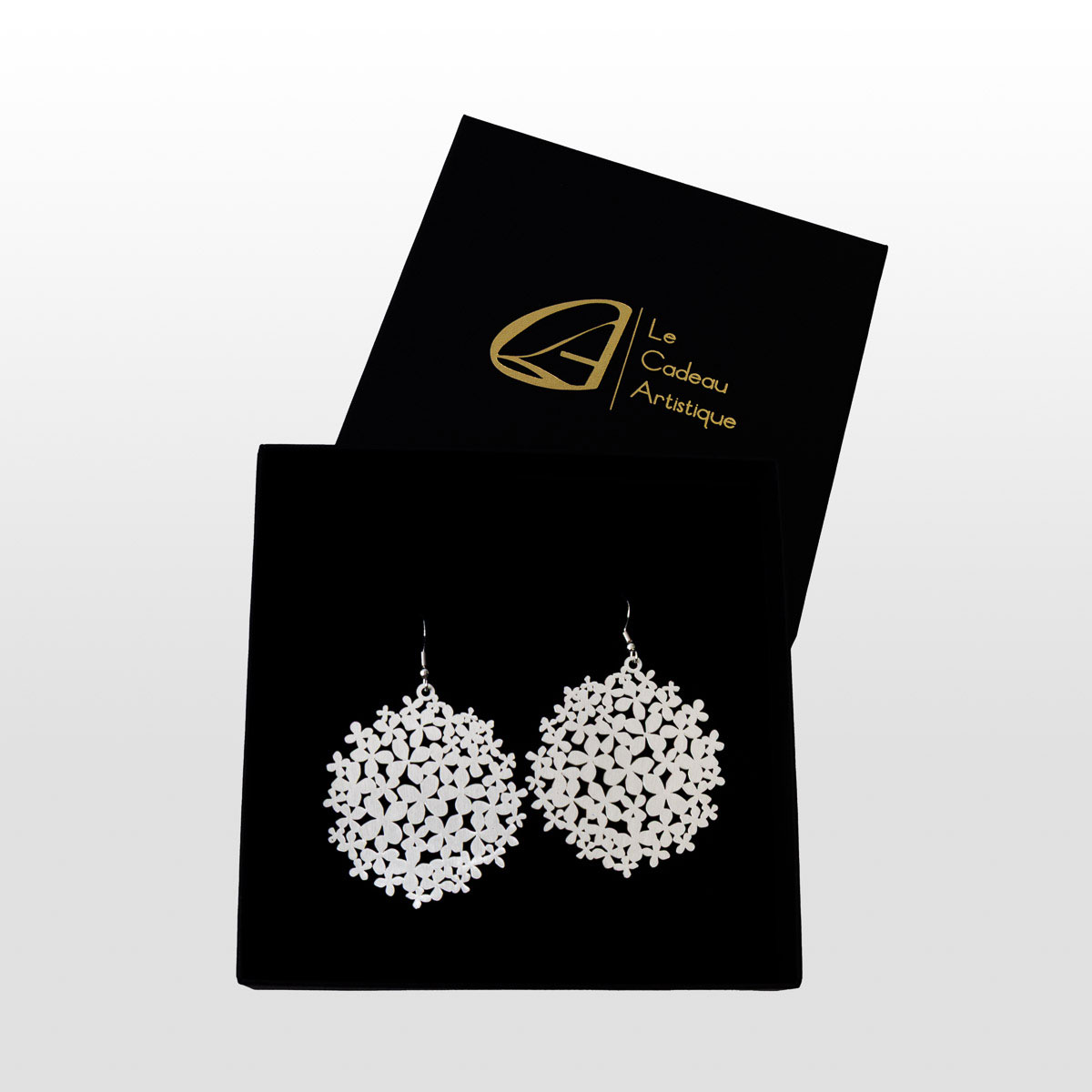 Boucles d'oreilles Gustav Klimt : Jardin fleuri (argenté, boîte cadeau)