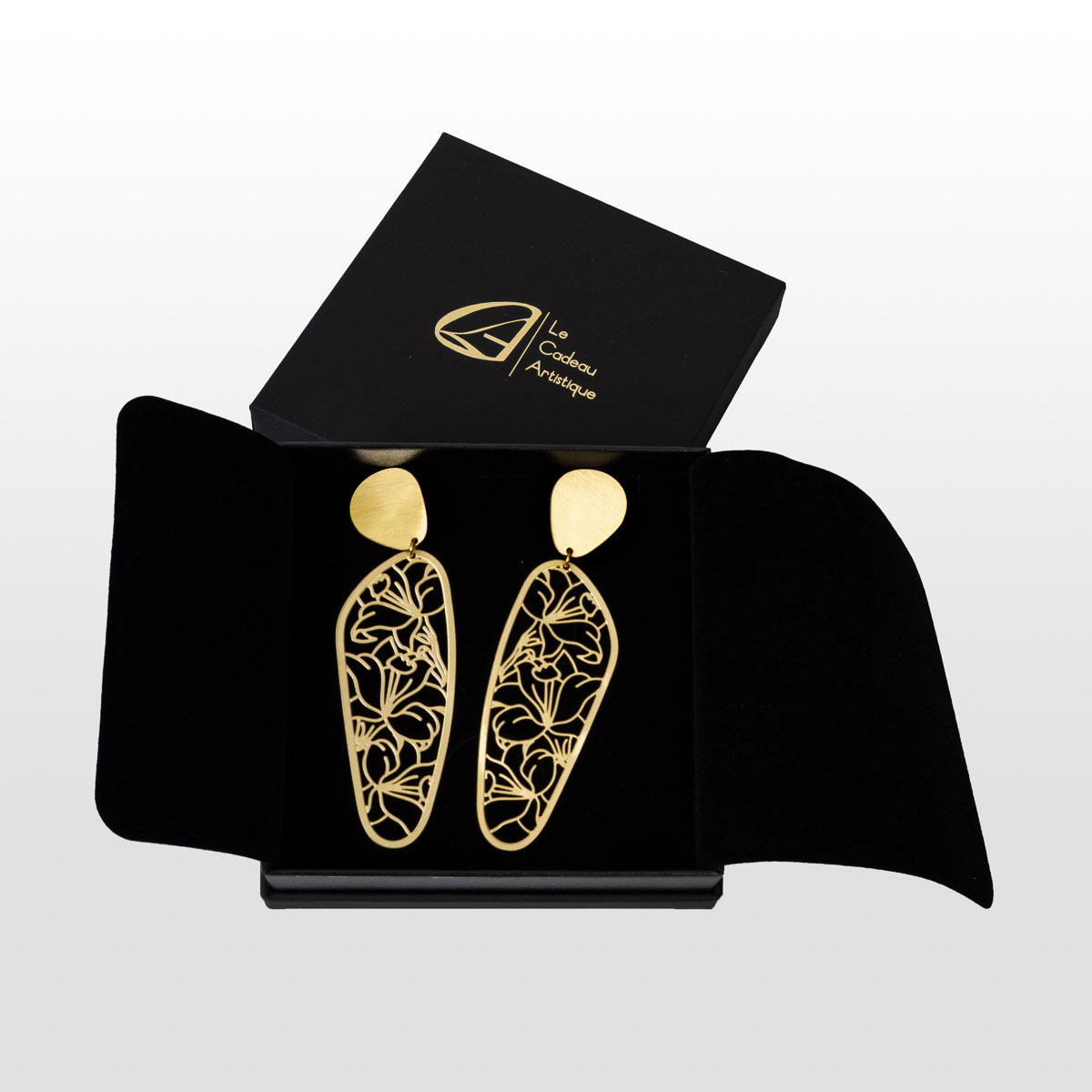 Boucles d'oreilles Alfons Mucha : Motifs floraux (boîte cadeau)