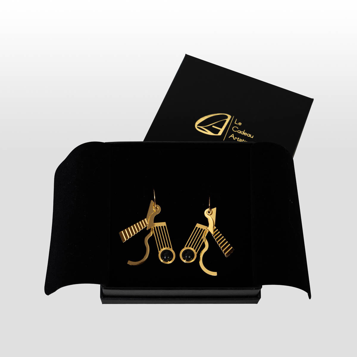 Cubist-inspired earrings: Guitar (gift box)