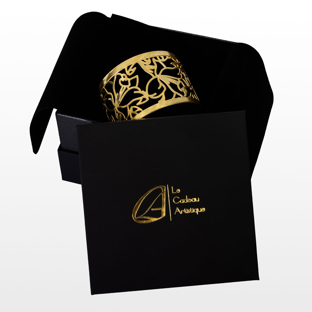 Bracelet manchette Alfons Mucha : Motifs floraux (boîte cadeau)