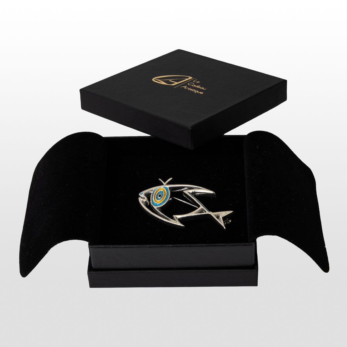 Spilla Jean Cocteau : Il Pesce (argentato), dettaglio 2