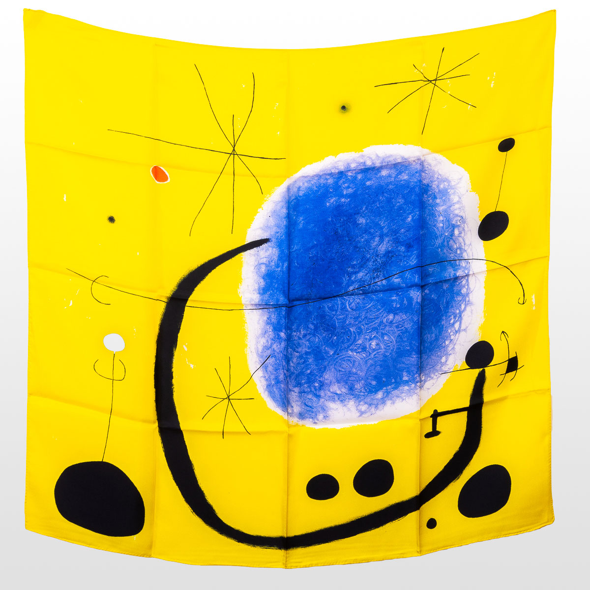 Carré de soie Joan Miró - L'Or de l'Azur (déplié)