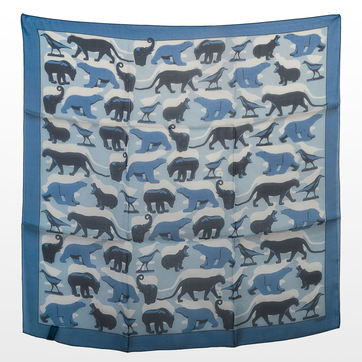 Foulard quadrato Pompon - Les animaux (blu) (spiegato)