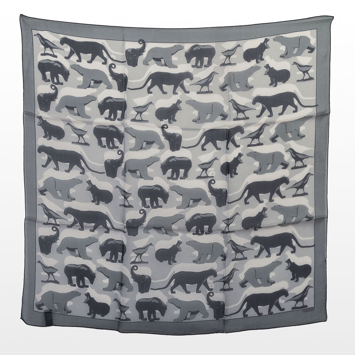 François Pompon Square scarf - Les animaux (grey) (unfolded)
