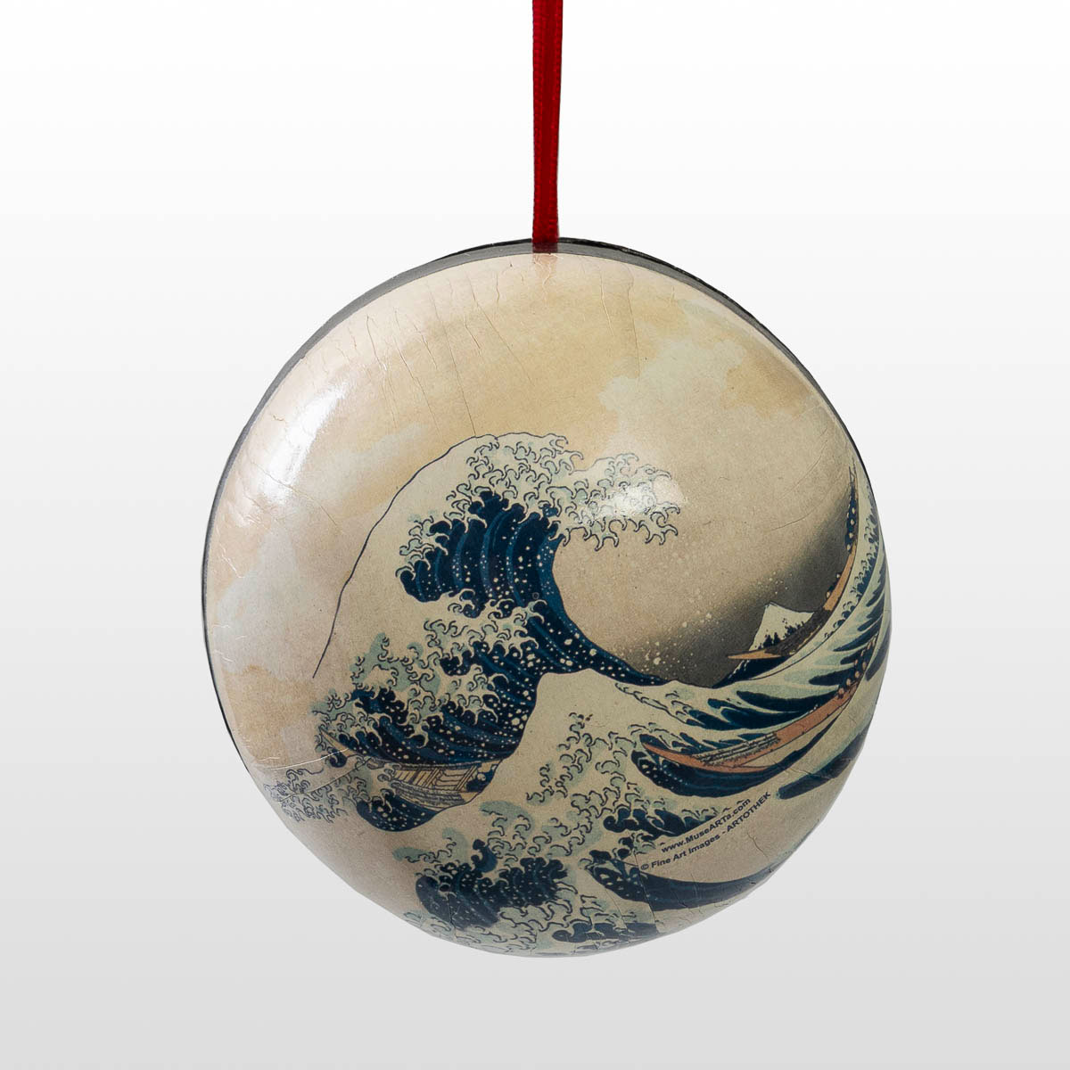 Calcetines en una bola de regalo de Navidad - Hokusai: La gran ola de Kanagawa (bola regalo de frente)