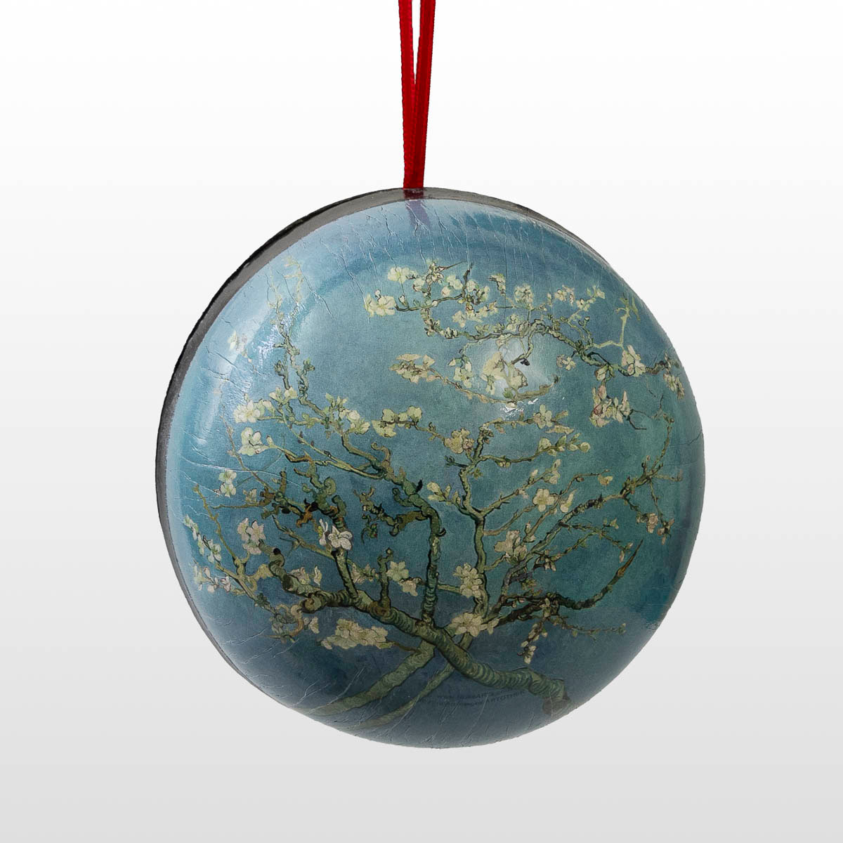 Calcetines en una bola de regalo de Navidad - Van Gogh : Almendro en flor (bola regalo de frente)