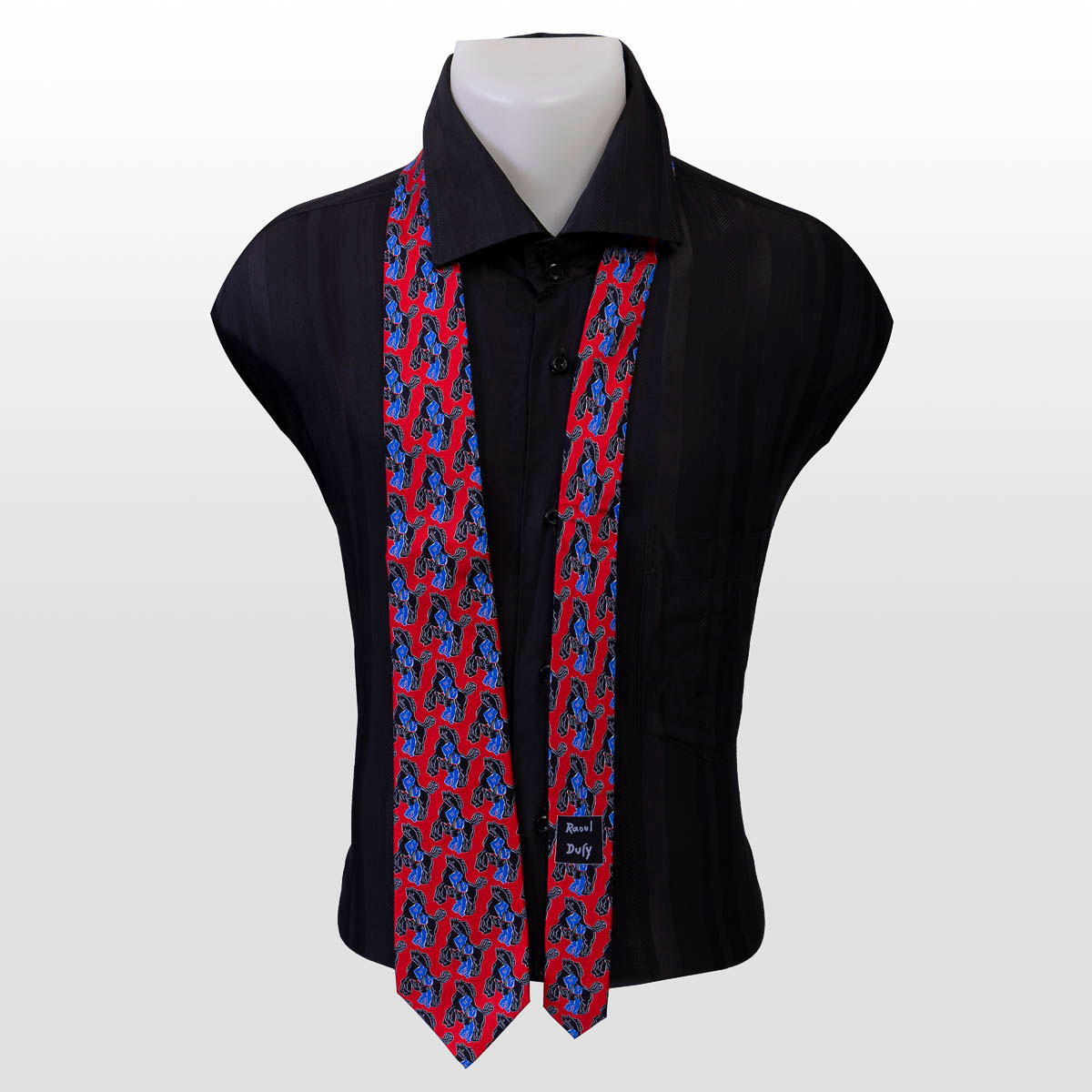 Cravatta Raoul Dufy: Cavalli (rosso), dettaglio