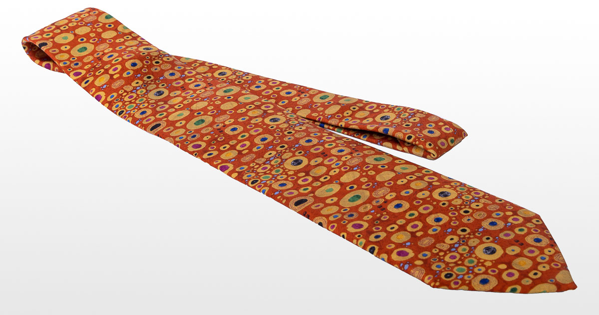 Cravate Gustav Klimt - Art Nouveau (rouge) (détail)
