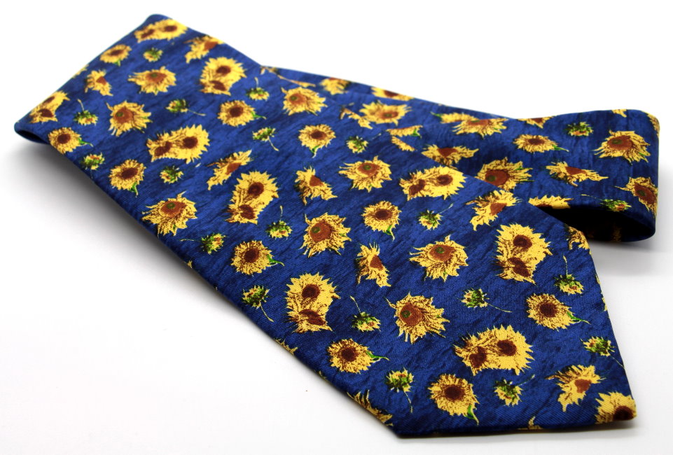Cravate Van Gogh - Tournesols (bleu) (détail)