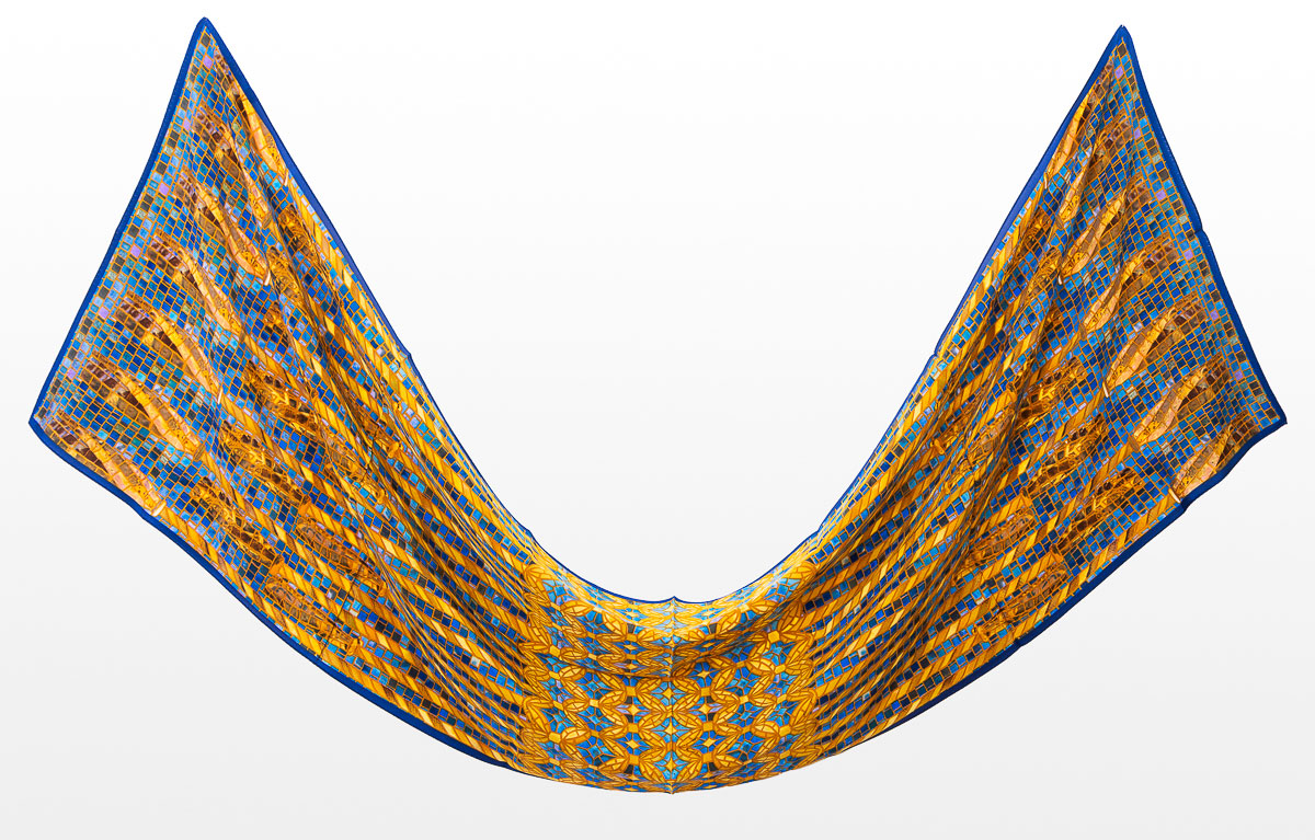Tiffany silk Scarf - Mosaïc Column (unfolded)