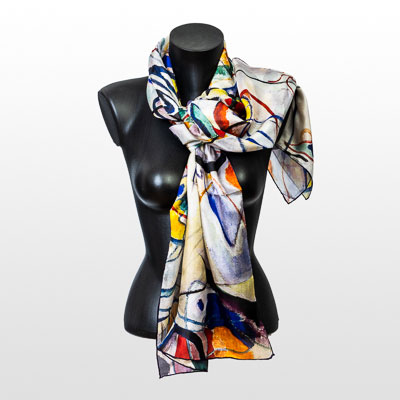 Kandinsky  silk Scarf - Musical overture (180 x 55 cm)