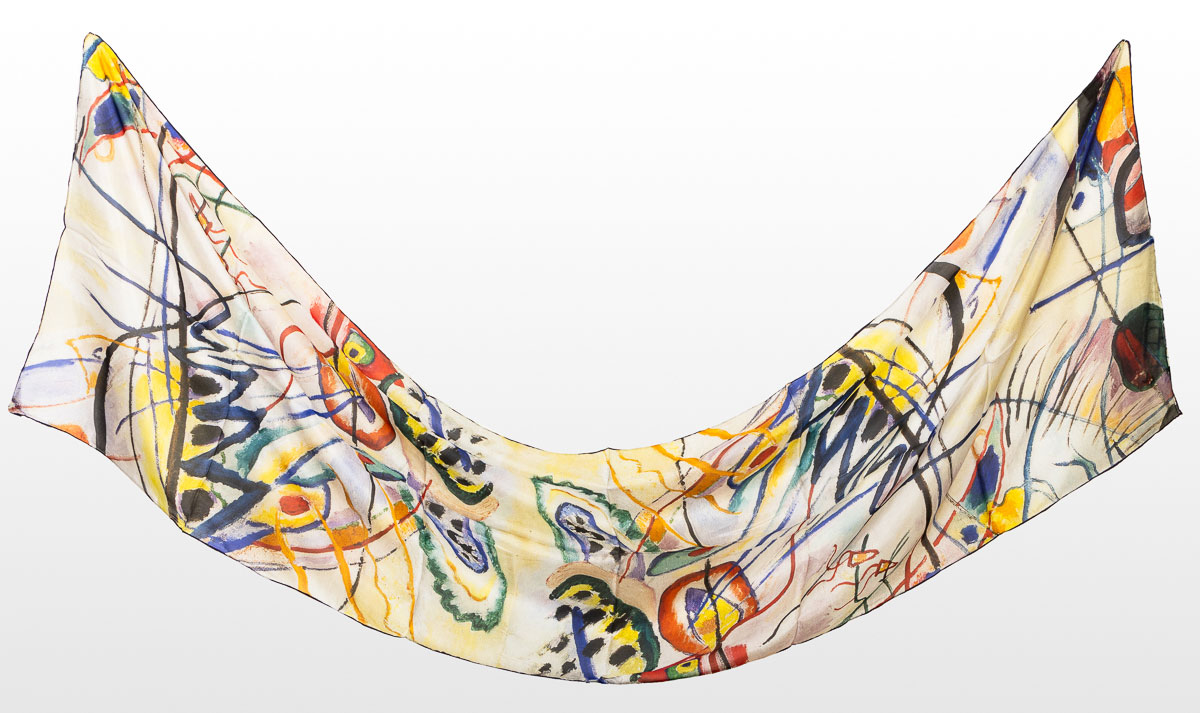 Kandinsky  silk Scarf - Musical overture (180 x 55 cm) (unfolded)