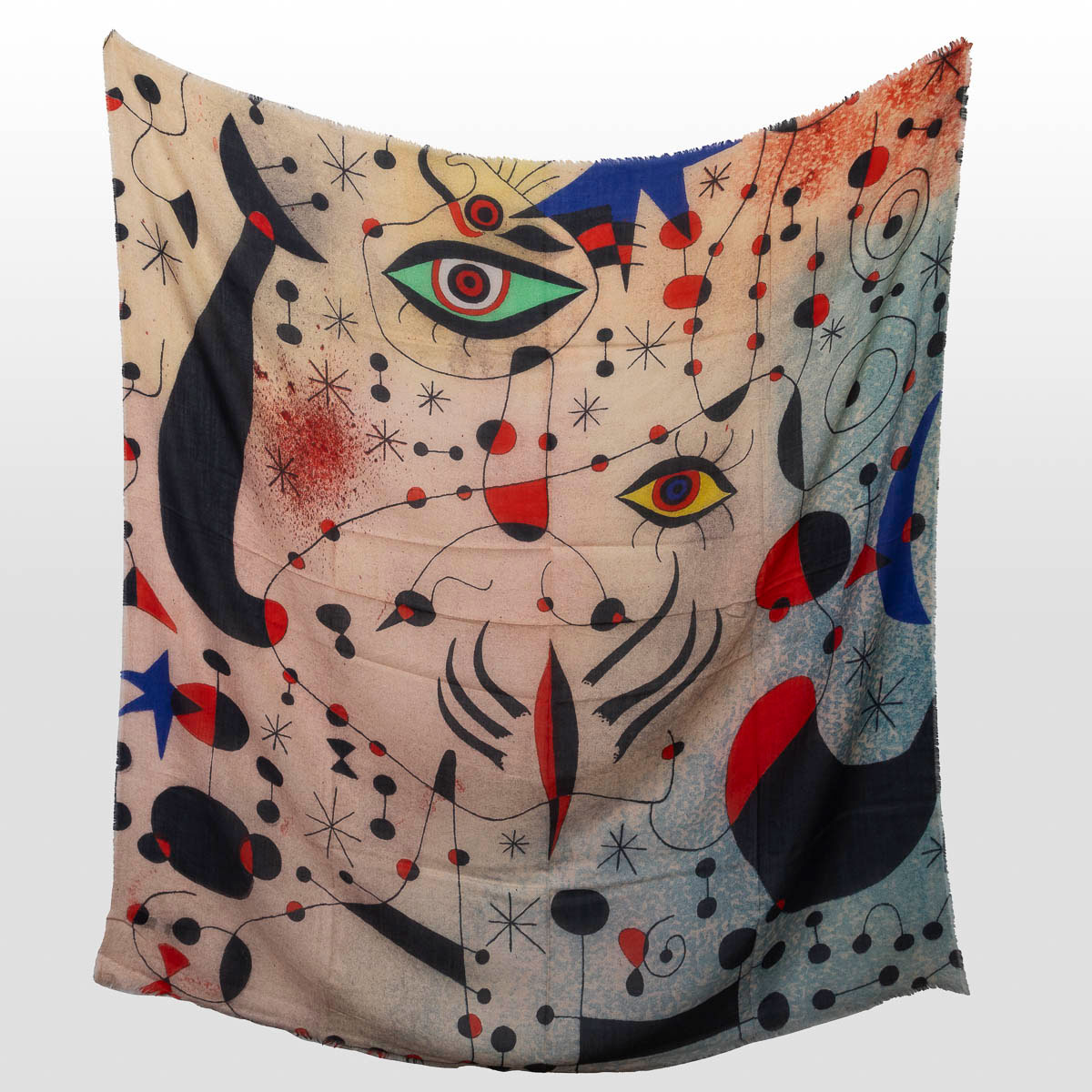 Stola quadrata in lana e seta Joan Miró: Cifre e costellazioni innamorate di una donna (spiegata)