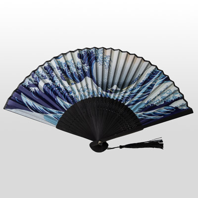 Eventail en bambou Hokusai : La grande vague