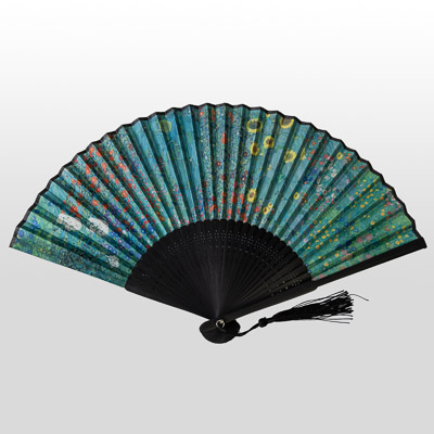 Eventail en bambou Gustav Klimt : Jardin en fleur