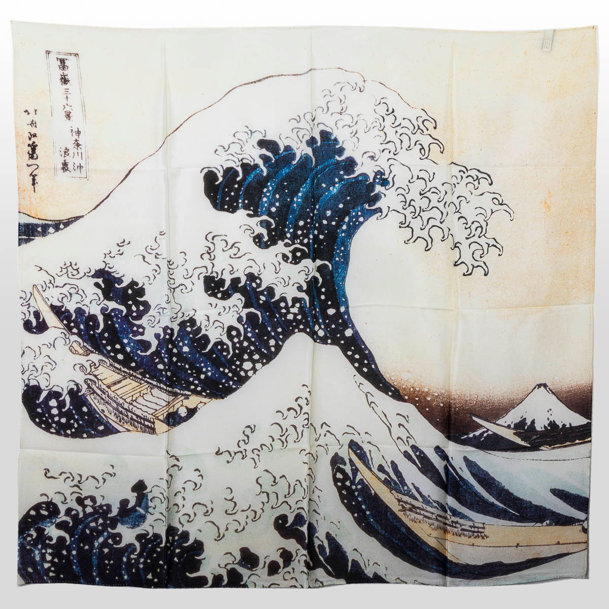 Square silk scarf Hokusai: The great wave (unfolded)