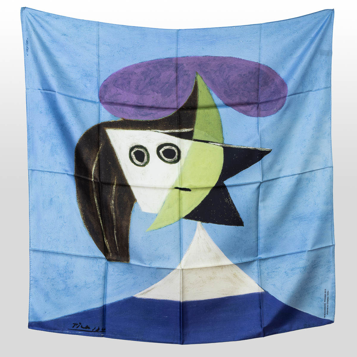 Silk Square Picasso - Woman with a Hat (unfolded)