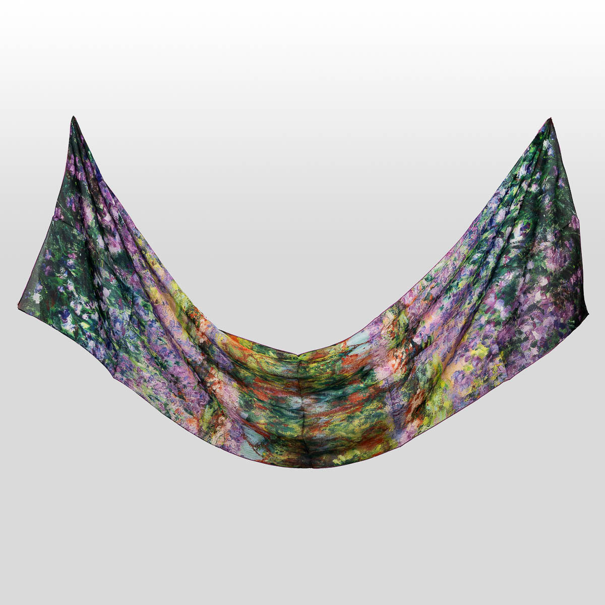 Pañuelo de seda Claude Monet: El jardín de Giverny (desplegado)