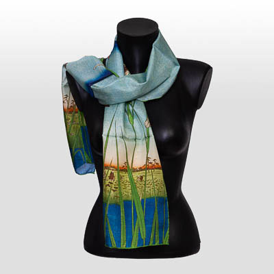 Echarpe, foulard en soie Hiroshige : Horikiri Iris Garden