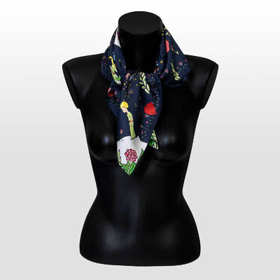 Foulard carré en soie Saint-Exupéry : La rose du Petit Prince