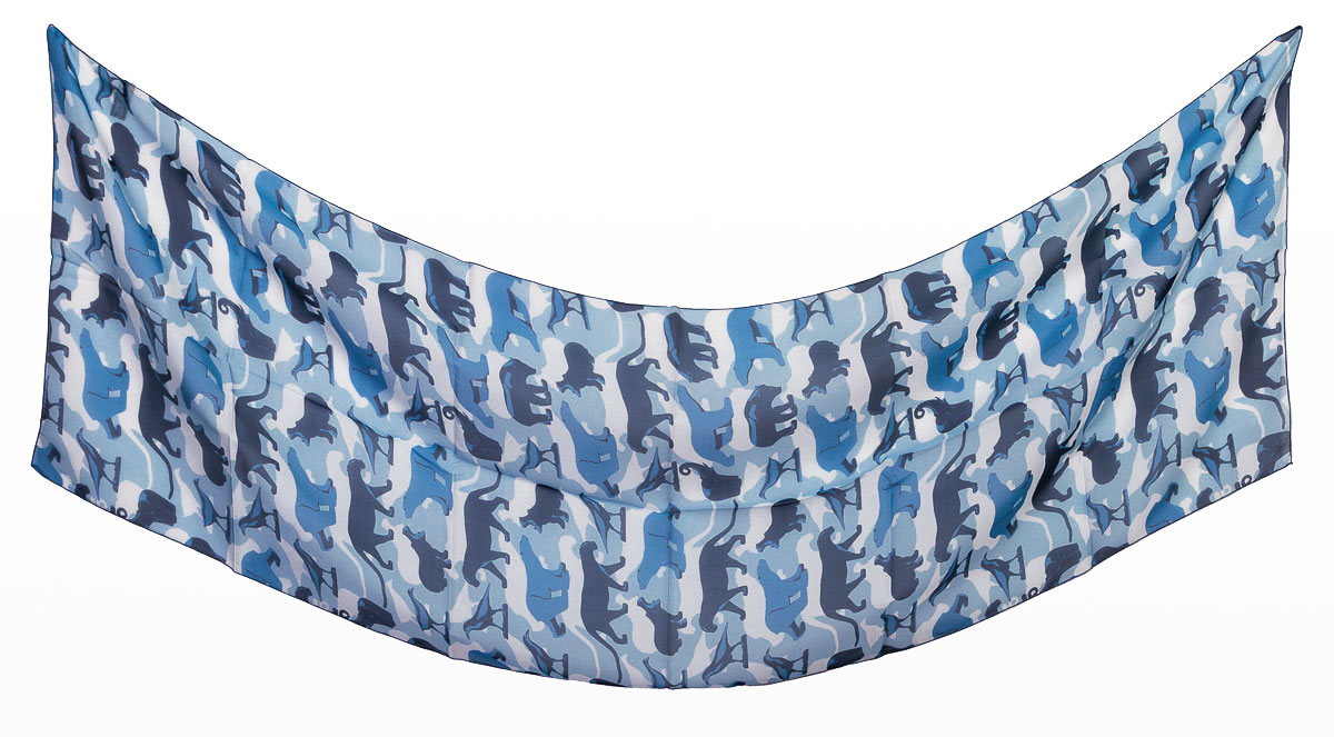 François Pompon scarf - Animals (blue) (unfolded)