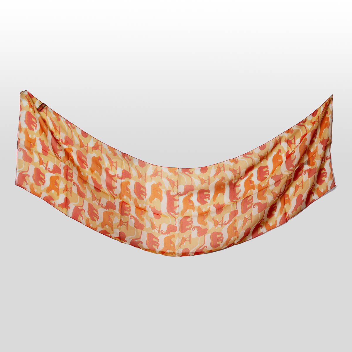François Pompon scarf - Animals (Coral) (unfolded)