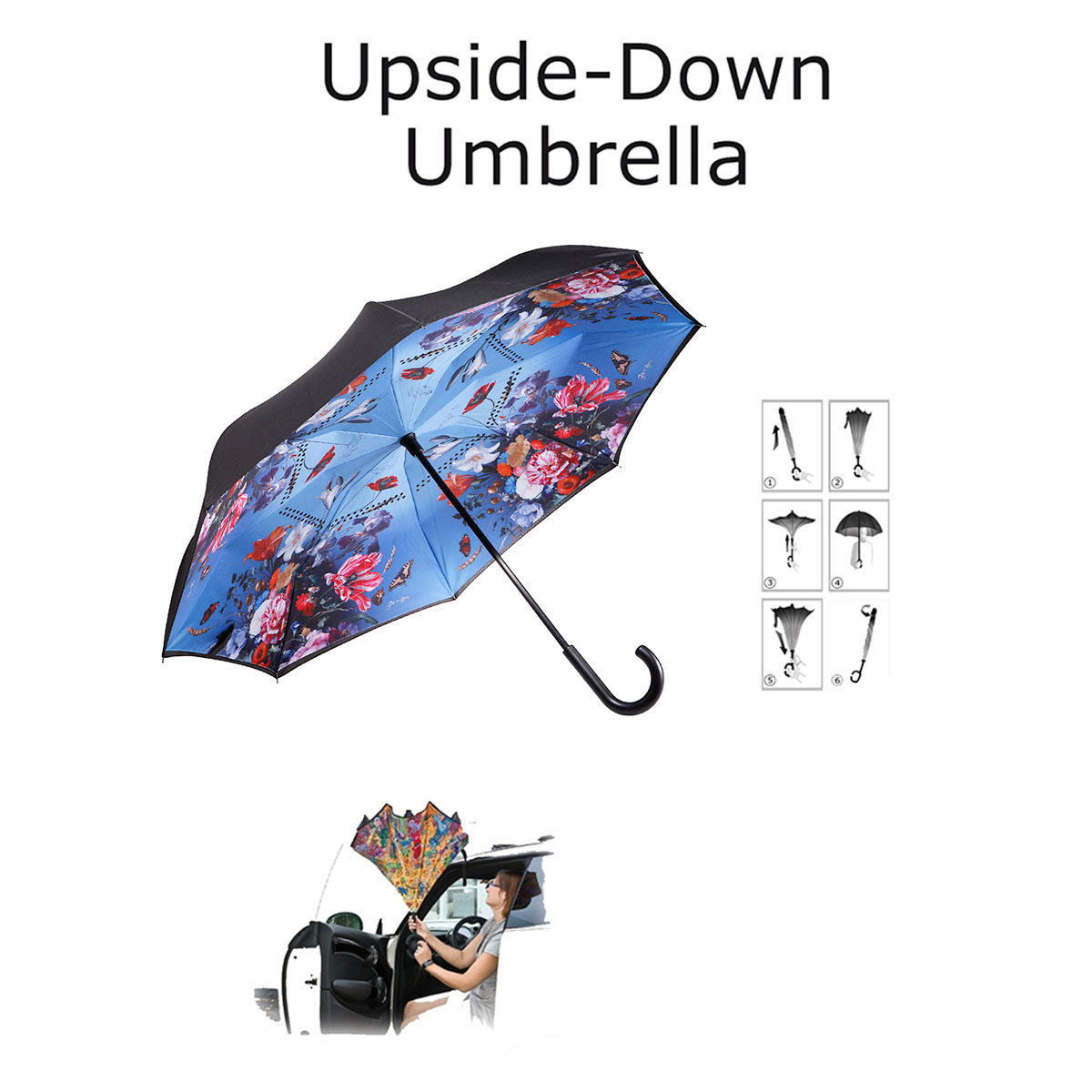 Parapluie Jan Davidsz de Heem : Fleurs de l'été (Upside down)