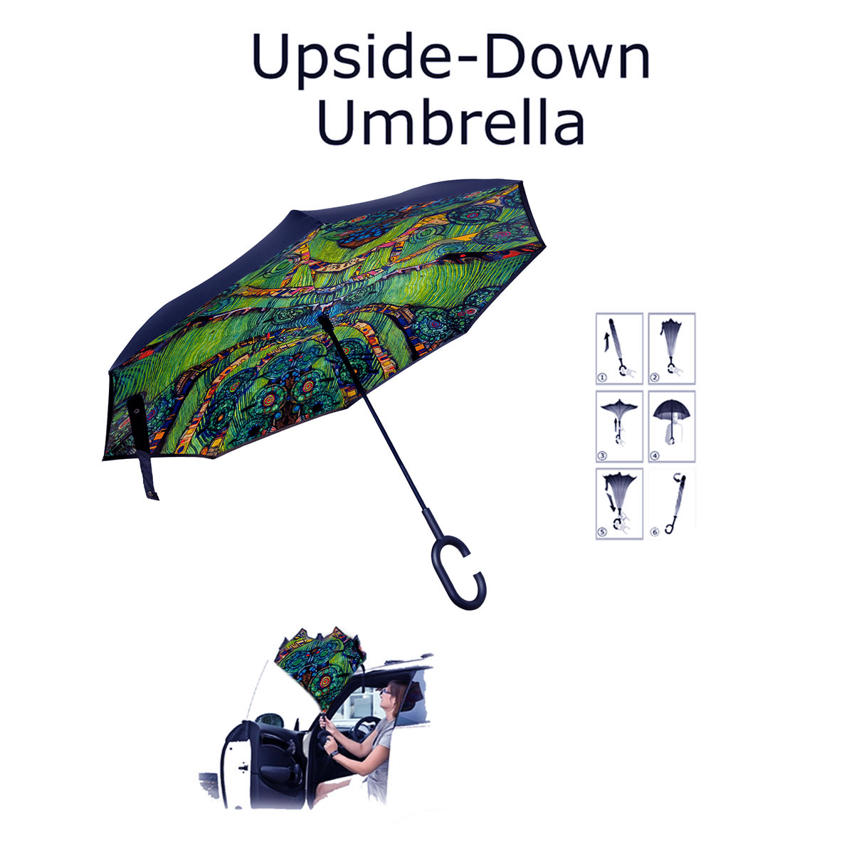 Parapluie Hundertwasser - Green Town (Upside down), detail